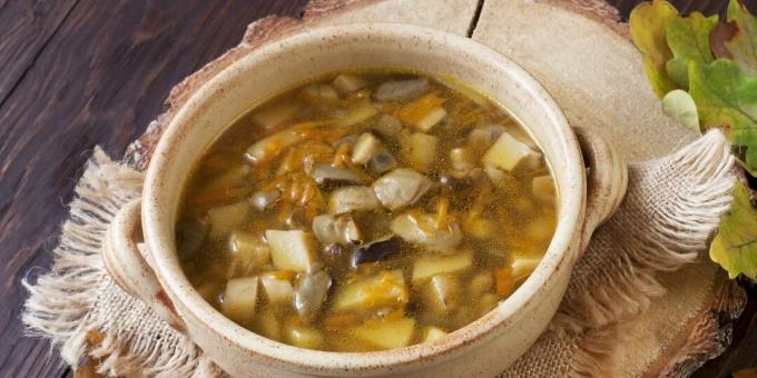 Suppe mit frischen Steinpilzen