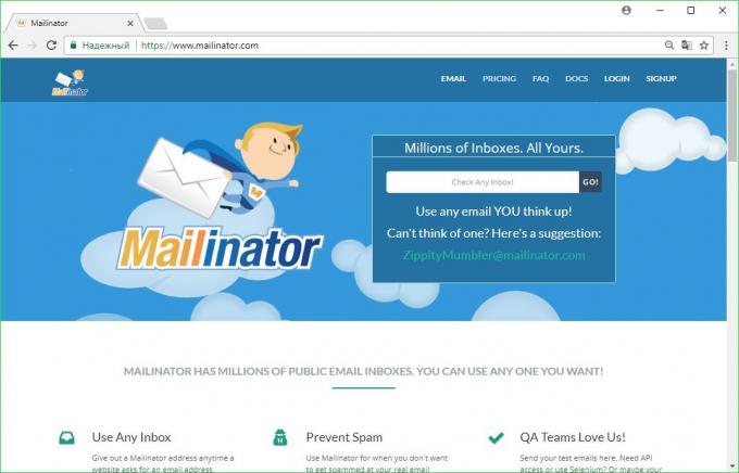 Temporäre E-Mail: Mailinator