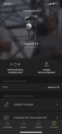 Jaybird X3: mobile Anwendung