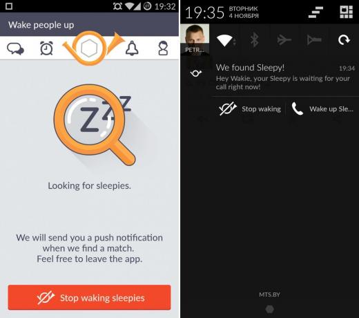 Automatische Suche nach Schlaf in Wakie für Android