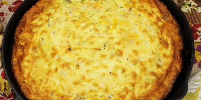 Zucchini in den Ofen Rezepte: Eierauflauf mit Zucchini, Käse und Kräutern