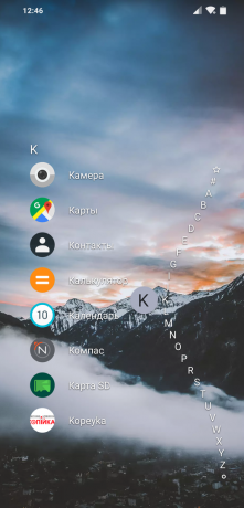 Launcher für Android Niagara Launcher: Alphabet auf der rechten Welle angezeigt werden
