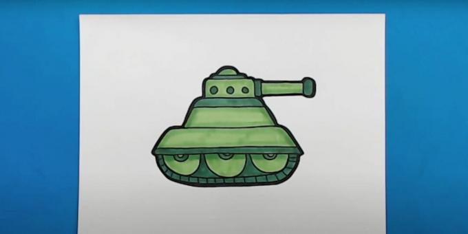 Zeichnung des Tanks mit Markern oder Filzstiften