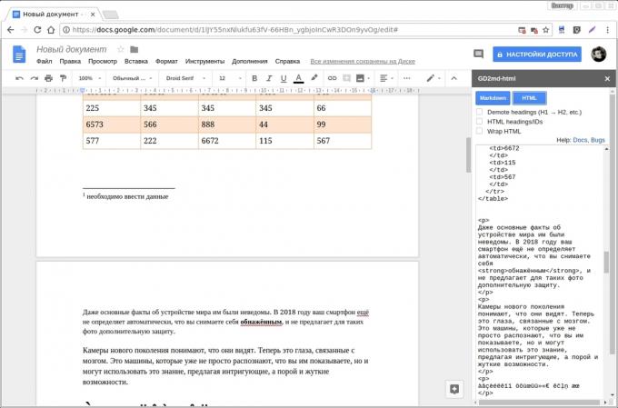 Google Text & Tabellen Add-ons: GD2md-html
