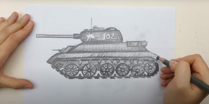 Zeichnen eines Panzers mit einem einfachen Bleistift