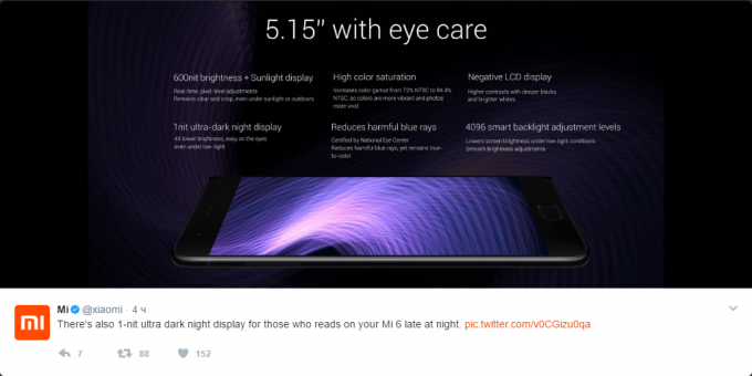 Xiaomi Mi6: Anzeige