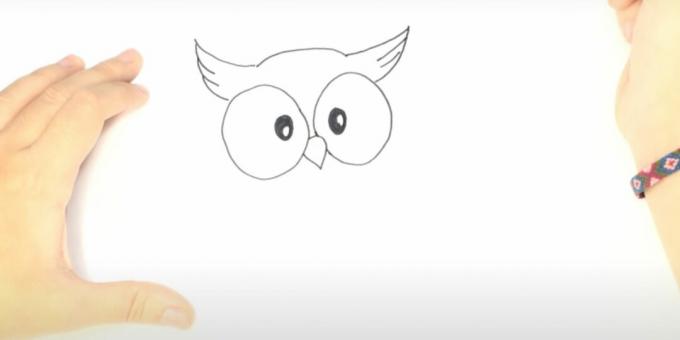 Wie zeichnet man eine Eule: Zeichnen Sie die Ohrbüschel