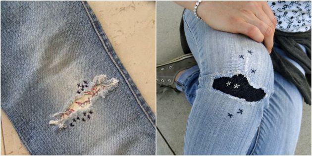 wie das Loch in der Jeans nähen