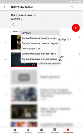 Nützliche YouTube-Funktionen für Android: Videos in der Liste "Später ansehen" sortieren