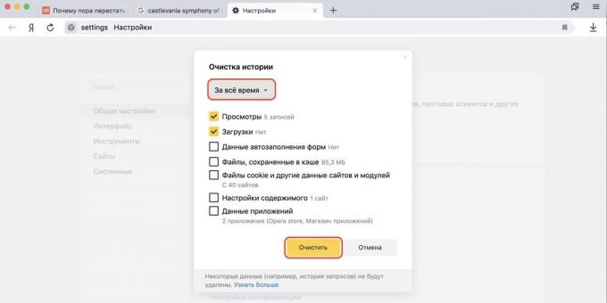 wie Sie Ihren Browser Geschichte in Yandex löschen