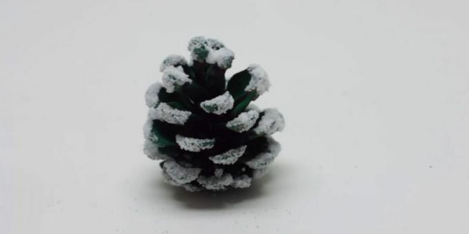 Wie man mit eigenen Händen einen Weihnachtsbaum macht: Decken Sie die Zapfen mit Salz ab