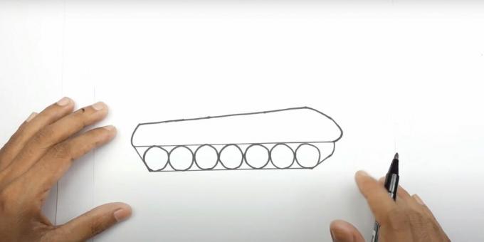 So zeichnen Sie einen Panzer: Fügen Sie eine Raupe hinzu
