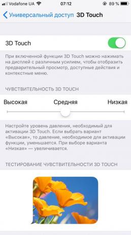 Empfindlichkeitseinstellung 3D-Touch