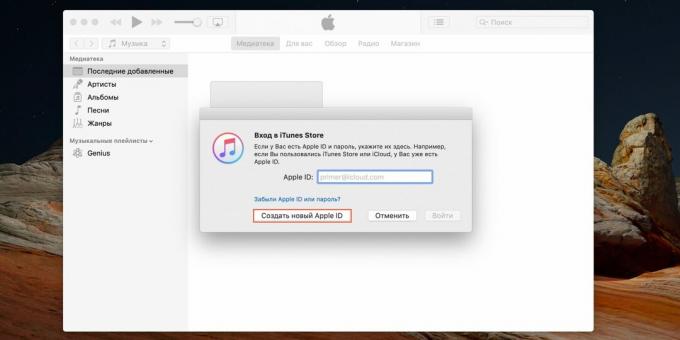 So erstellen Sie eine Apple-ID: Klicken Sie auf "Neue Apple-ID erstellen"