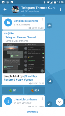 Telegramm für Android: Blau Thema