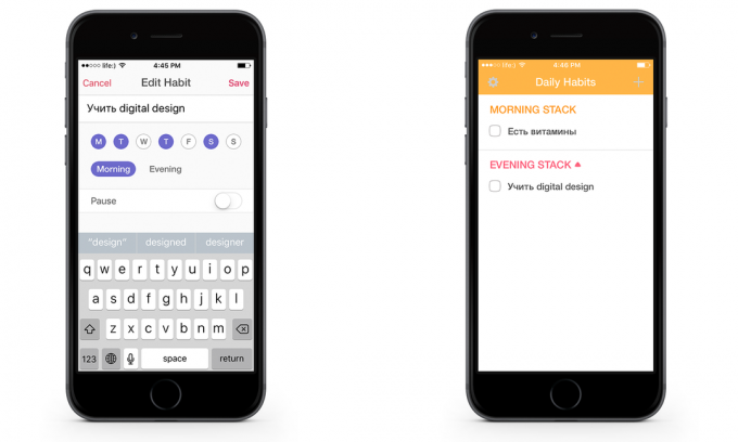 In Habi für iOS Tag geteilt bedingt in morgens und abends