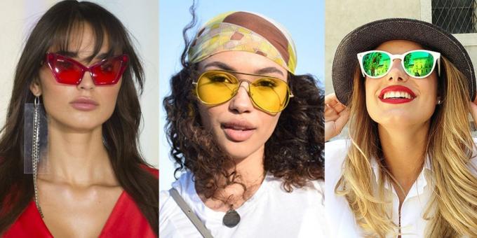 Frauen-Sonnenbrille mit farbigen Kunststofflinsen