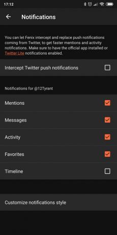 Anträge auf Zugang zu dem Twitter-Account auf Android: Fenix ​​2