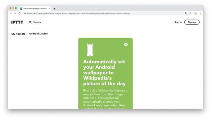 Action-Automatisierung mit IFTTT Rezepten: Downloadable Wallpaper von „Wikipedia“