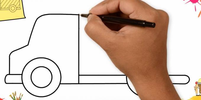 Wie zeichnet man einen LKW: Zeichnen Sie die Vorderseite des Autos