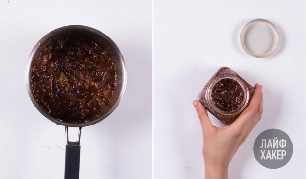 Übertragen Sie das Chutney in ein kleines Glas