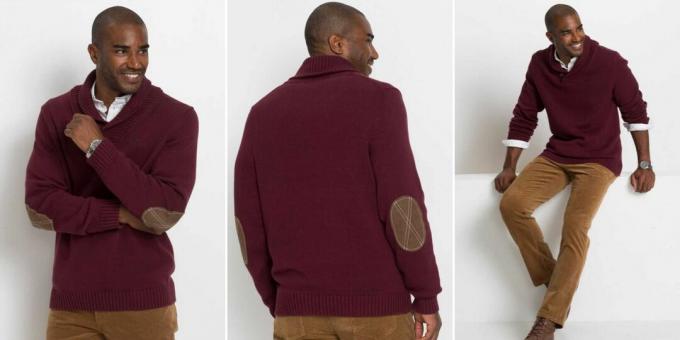 Pullover mit Baumwollschalkragen für Herren