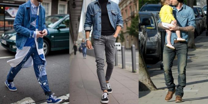 Sommer-Verkauf von Bekleidung und Schuhen für Männer: Jeanshemden und Jacken
