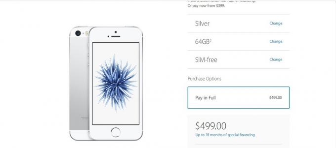 Cost iPhone SE auf Apple.com Website