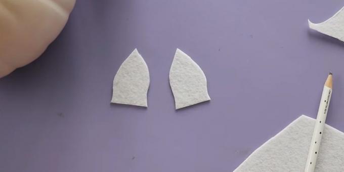 Kunsthandwerk aus Kürbis: Cut Ohren aus weißen Filz