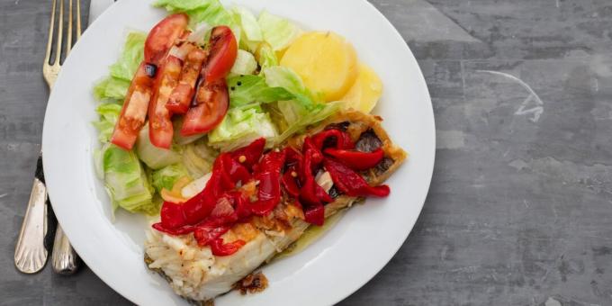 Fisch im Ofen: Kabeljau mit Paprika