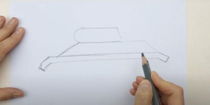 So zeichnen Sie einen Panzer: skizzieren Sie die Oberseite 