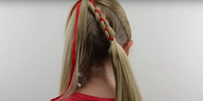 Neue Frisuren für Mädchen: das Geflecht mit ihrem Haar verbinden