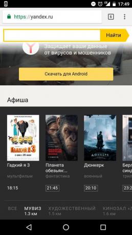 „Yandex“: planen Sie die ausgewählten Filmtheater