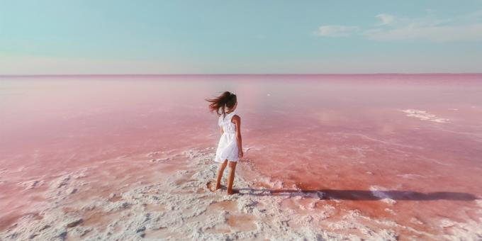 Erstaunliche Orte in Russland: rosa See Burlinskoe im Altai