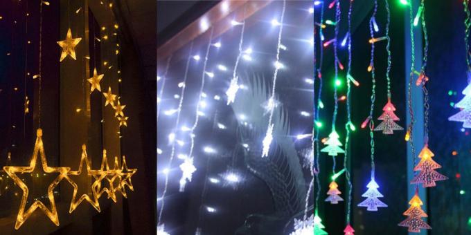 Weihnachtsdekorationen mit AliExpress: Garland-Vorhang