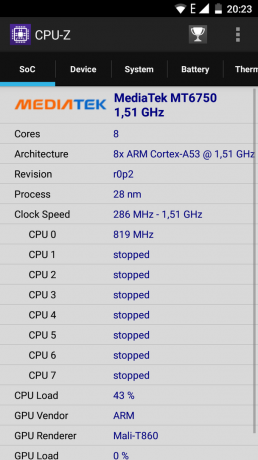 Ulefone Mix. CPU-Z-Prozessor