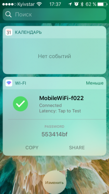 Wi-Fi-Widget zeigt die Tests und Informationen über das drahtlose Netzwerk auf iOS Bildschirm sperren