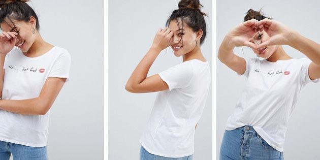 Damenmode T-Shirts aus europäischen Geschäften: T-Shirt nur ersten klassischen Stil Kuss