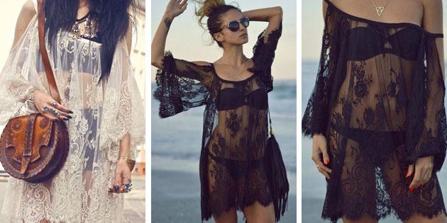Strandkleider: Lace Kleid mit weiten Ärmeln