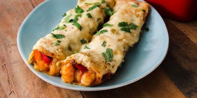 Wie kochen Garnelen: Enchilada mit Garnelen und Pfeffer