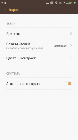 Xiaomi Redmi 3s: die Bildschirmeinstellungen
