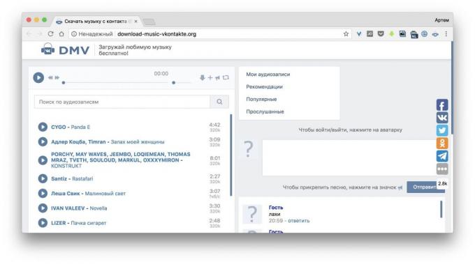 Programm zum Herunterladen von Musik VKontakte: DMV
