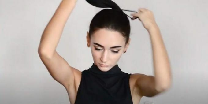 Frauenfrisuren für ein rundes Gesicht: Kämmen Sie Ihr Haar und ziehen Sie es zu einem hohen Pferdeschwanz zusammen