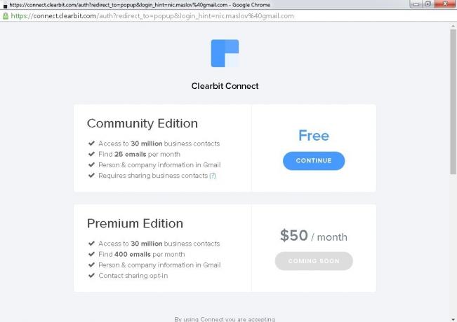 Clearbit Connect: kostenlos und Premium-Accounts