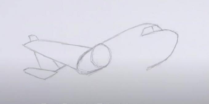 So zeichnen Sie ein Flugzeug: Zeigen Sie Nase, Heck und Flügel