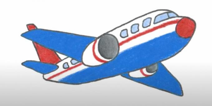 So zeichnen Sie ein Flugzeug: Zeichnen eines Flugzeugs mit Buntstiften