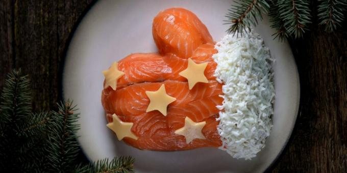 Neujahrssalat „Mitten“ mit rotem Fisch