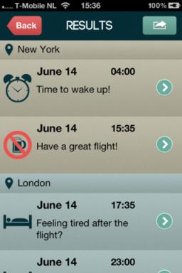 Und wir kämpfen wieder mit dem Jetlag durch die kostenlose App für iPhone mit