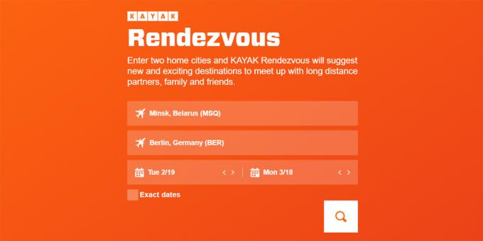 Rendezvous: ein Web-Tool, die Kayak-Service