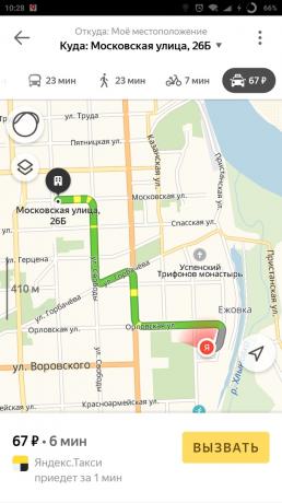 „Yandex. Karte „der Stadt: Taxi